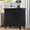 28'' Painted Finish Nightstand with 3 Drawers & Smooth-Glide Rails, Minimalist Bedside Cabinet Featuring Metal Handles & Rubber Legs, Versatile Side Table for Bedroom, Sofa, Couch & Office