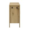 Modern Wave-Pattern Storage Sideboard with 3 Drawers, Large-Capacity Buffet Cabinet with Built-in Hooks & Extra Center Support Leg, Suitable for Living Room, Entryway & Hallway