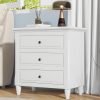 28'' Painted Nightstand with 3 Drawers & Smooth-Gliding Rails, Simple Bedside Cabinet with Metal Handles & Rubber Legs, Minimalist Side Table for Bedroom, Sofa, Couch & Office