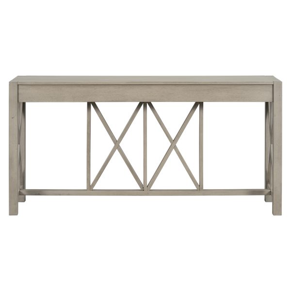 3-46.jpg 60'' Acacia Veneer Console Table with 4 Spacious Drawers, Modern Crisscross Design Entryway Table with Open Bottom Storage, Farmhouse Sofa Table for Living Room, Kitchen, Dining Room & Hallway