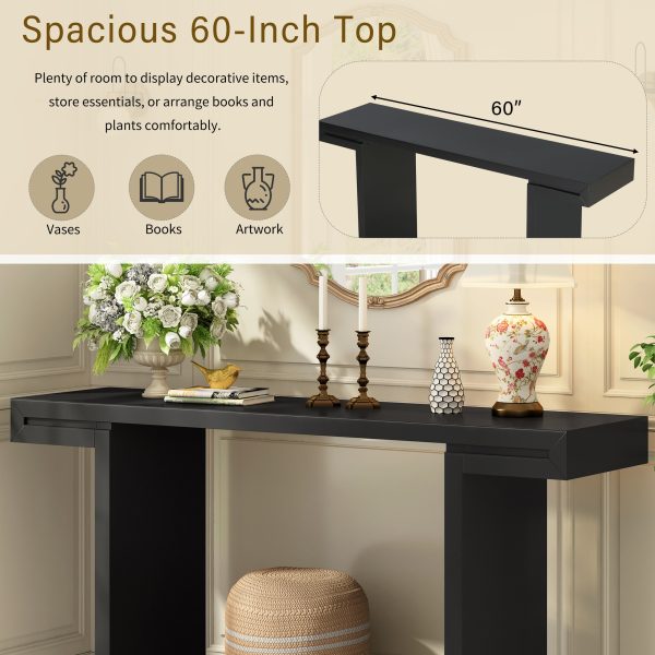 3-48.jpg Large 60-Inch Console Table with Geometric Clean-Line Design, Stylish Painted Entryway Table with Adjustable Leveling Feet, Perfect for Living Room, Entryway and Hallway