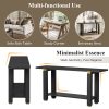 3-63.jpg 62.9" Modern Minimalist Console Table, Solid Wood Entryway & Sofa Table with Metal Decorative Accents, Built-in Open Storage Shelf, Suitable for Living Room and Hallway
