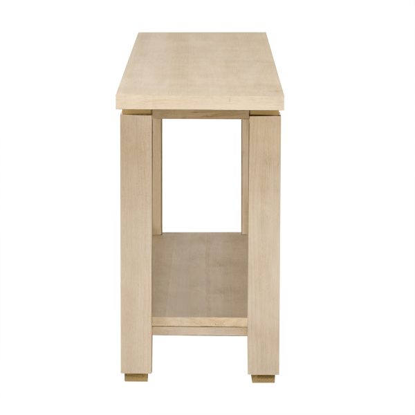62.9" Modern Minimalist Console Table, Solid Wood Entryway & Sofa Table with Metal Decor Accents and Integrated Storage Shelf, Ideal for Living Room and Hallway