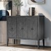 3-72.jpg Adjustable Shelf Storage Sideboard with 3 Vintage Metal Handles & 4 Solid Pine Wood Legs, Perfect for Entryway, Living Room, Study and Dining Room