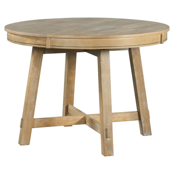 Farmhouse Round Extendable Dining Table with 16" Removable Leaf, Wooden Kitchen Table