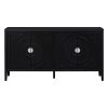 Retro Sideboard with Circular Groove Design & Round Metal Door Handles for Entryway, Dining Room & Living Room