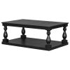 Vintage Coffee Table with Artistic Vase-Style Column Legs & Premium Pine Veneer, Boasting Timeless Elegance. Ideal for Living Rooms and Studies.