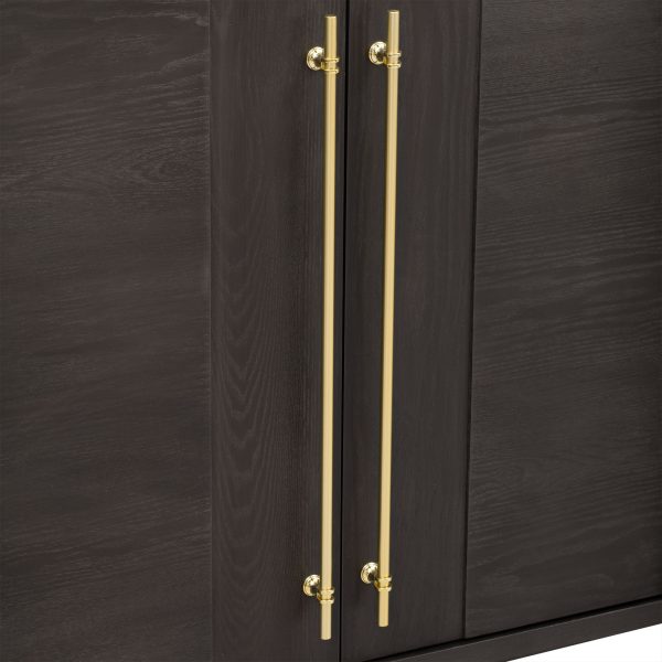 Wood Sideboard Buffet Cabinet with Storage, Adjustable Shelves and Gold Handles for Kitchen, Dining & Living Room