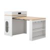 4-118.jpg Multifunctional Extendable Dining Table with Folding Top, Bar Table & Kitchen Island with Drawers, Power Outlet, Wheels and Hooks, Versatile Sideboard for Kitchen & Dining Room