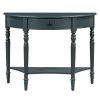 Farmhouse Half Moon Console Table with Storage Drawer & Open Shelf, Rustic Accent Sofa Table for Entryway, Living Room, Hallway & Foyer