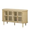 4-124.jpg Farmhouse Wood Sideboard Buffet Cabinet with Glass Doors & Adjustable Shelves, Multi-Purpose Storage Cabinet for Kitchen, Dining Room & Living Room