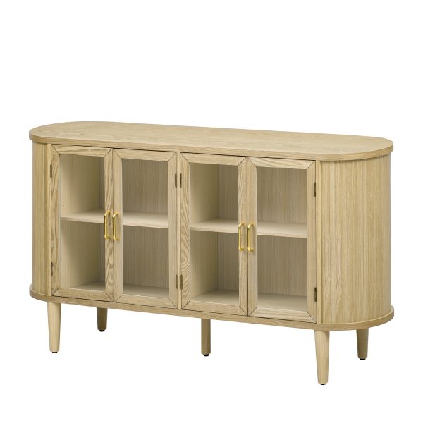 4-124.jpg Farmhouse Wood Sideboard Buffet Cabinet with Glass Doors & Adjustable Shelves, Multi-Purpose Storage Cabinet for Kitchen, Dining Room & Living Room
