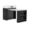 4-128.jpg Extendable Dining Table with Folding Tabletop, Bar Table with Drawers & Power Outlet, Rolling Kitchen Island with Hooks, Multi-Purpose Sideboard for Kitchen & Dining Room