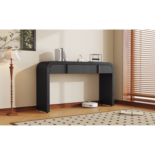 Modern Console Table with 2 Storage Drawers, Fluted Panel Entryway Table with Rounded Edges for Hallway, Living Room & Entryway