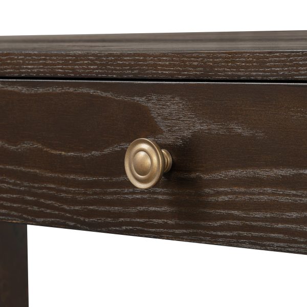 Rustic Console Table with Safety Curved Corners, Entryway Sofa Table with 3 Concealed Drawers & Thick Sturdy Legs for Hallway & Living Room