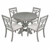 4-137.jpg 5-Piece Retro Functional Dining Set, Extendable Round Table with 4 Upholstered Chairs for Dining Room & Living Room