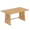 4-139.jpg 6-Piece Rustic Farmhouse Dining Set, Wire Brushed Rectangular Table with Trapezoid Legs, 4 Linen-Upholstered Chairs & 1 Padded Bench for Dining Room & Kitchen