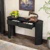 Fluted Design Entryway Table, Modern Storage Console Table with Oval Top & 2 Drawers for Hallway & Living Room