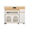 4-149.jpg Extendable Dining Table with Extra-Long Folding Top, Rolling Kitchen Island (Drawers, Power Outlet, Brake Lock) & Storage Cabinet for Kitchen & Dining Room