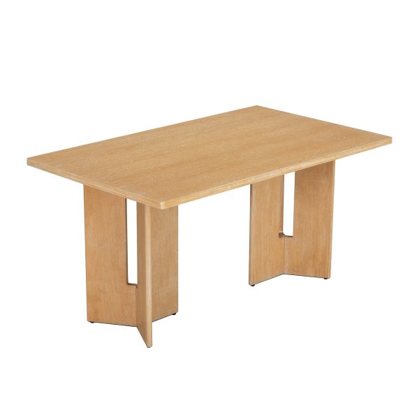 Farmhouse Wood Dining Table, 60" Rectangular Table with Cutout Table Legs for Dining Room, Kitchen & Living Room