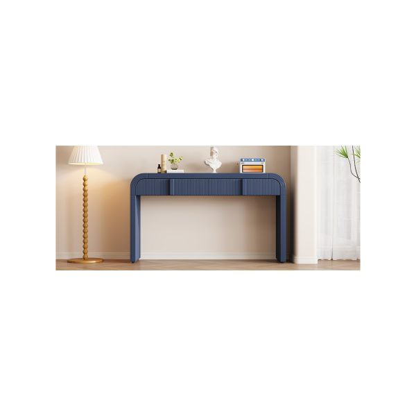Modern Console Table with 2 Storage Drawers, Fluted Entryway Table with Rounded Silhouette for Hallway, Living Room & Entryway