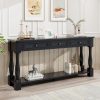 63" Long Console Table with Drawers & Open Shelf, Modern Entryway Table for Hallway & Living Room