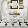 4-158.jpg 5-Piece Retro Functional Dining Set, Extendable Round Table & 4 Upholstered Chairs for Dining Room & Living Room