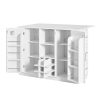 4-16.jpg Wine Bar Cabinet with Foldable Tabletop & Power Outlet, Counter Height Bar Table with Wine Rack & Glass Holder, Double-Door Buffet Sideboard with Side Shelves (Chairs Not Included)