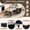 Extendable Extra-Long Folding Dining Table + Rolling Kitchen Island with Drawers, Power Outlet & Brake Lock, Storage Cabinet for Kitchen & Dining Room
