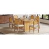 7-Piece Farmhouse Dining Set for 6, 59.8" Rectangular Table with Distressed Oak Veneer & 6 Rattan Chairs, Rustic Furniture for Dining Room & Kitchen