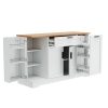 Multi-Functional Storage Sideboard with Extendable Dining Table, Adjustable Shelves & 3-Tier Pull-Out Rack, Versatile Kitchen Island Storage for Kitchen, Dining Room and Living Room