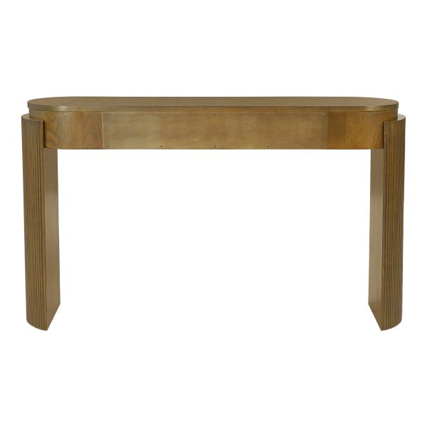 4-182.jpg Natural Wood Grain Console Table with Fluted Detail, Oval Top & 2 Drawers, Versatile Entryway Table for Hallway & Living Room