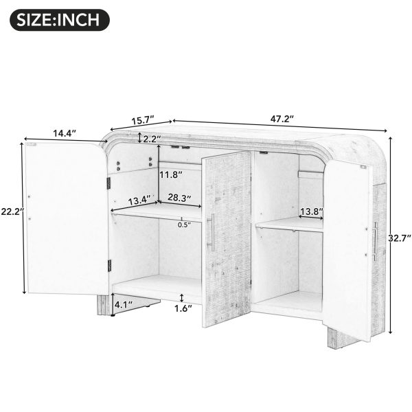 4-186.jpg Retro Minimalist Curved Sideboard Cabinet with Gold Handles & Adjustable Dividers, for Living Room & Dining Room