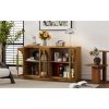 Large 4-Door Storage Buffet Sideboard with Glass Doors, Arched Cabinet with Adjustable Shelves for Kitchen, Dining Room & Living Room