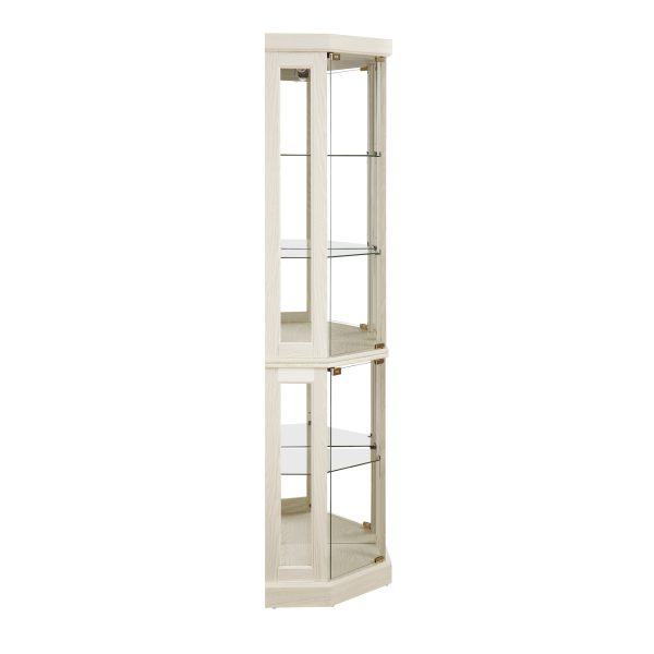 Lighted Corner Glass Curio Cabinet, Display Case for Living Room, Ideal for Antiques, Wine & Bar Glass Storage (Light Included)