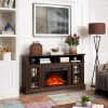Classic & Modern TV Media Stand with 23" Fireplace Insert, Entertainment Console for TVs Up to 65", Featuring Open & Closed Storage Space