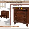 27.6'' Nightstand with Pine Wood Veneer, Modern Bedside Cabinet with 3 Drawers & Pull-Out Tray, Minimalist Side Table with Rubber Feet & Metal Handles for Bedroom, Living Room, Sofa Couch & Office