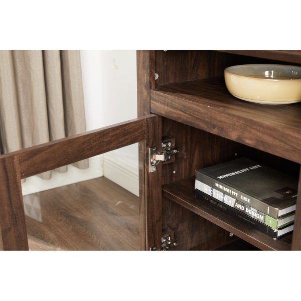 Modern Media Console with 18" Fireplace Insert, Contemporary TV Stand for TVs Up to 65" with Open & Closed Storage