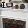 4-207.jpg Freestanding Electric Fireplace with Mantel & Realistic Stacked Stone Surround, Fireplace Heater with LED Flame, Remote Control & Timer