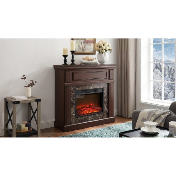 Electric Fireplace with Mantel Surround, 23" Fireplace Insert, Adjustable Flame & Remote Control