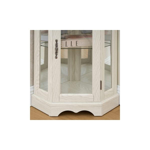 Lighted Glass Curio Cabinet with Tempered Glass Doors & Shelves, Crown-Style Corner Display Cabinet with Bulb Included C Decorative Corner Storage for Living Room & Bedroom