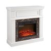White Electric Fireplace with Mantel Surround, 23" Fireplace Insert, Adjustable Flame & Remote Control