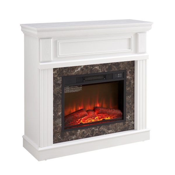 White Electric Fireplace with Mantel Surround, 23" Fireplace Insert, Adjustable Flame & Remote Control