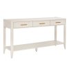60" Beige Painted Console Table with 3 Drawers & Storage Shelf, Farmhouse Wooden Entryway Sofa Table for Living Room, Hallway, Entryway, Foyer and Corridor