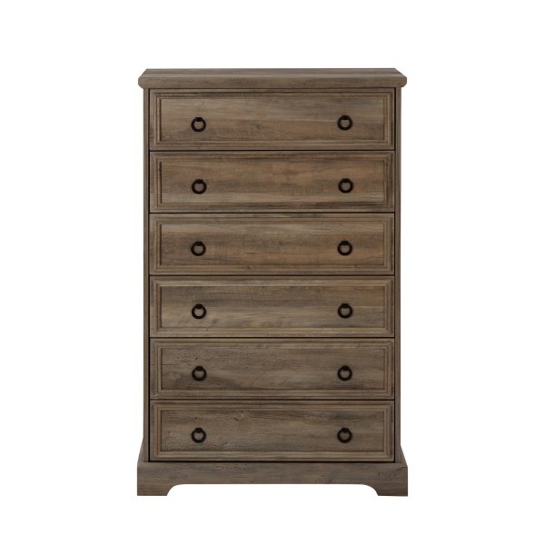 4-220.jpg Modern 6-Drawer Tall Dresser, Bedroom Chest of Drawers & Closet Storage Organizer, Easy-Pull Handles with Textured Borders, Ideal for Living Room & Hallway