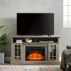 Classic & Modern TV Media Stand with 23" Electric Fireplace Insert, Entertainment Console for TVs Up to 65" with Open & Closed Storage