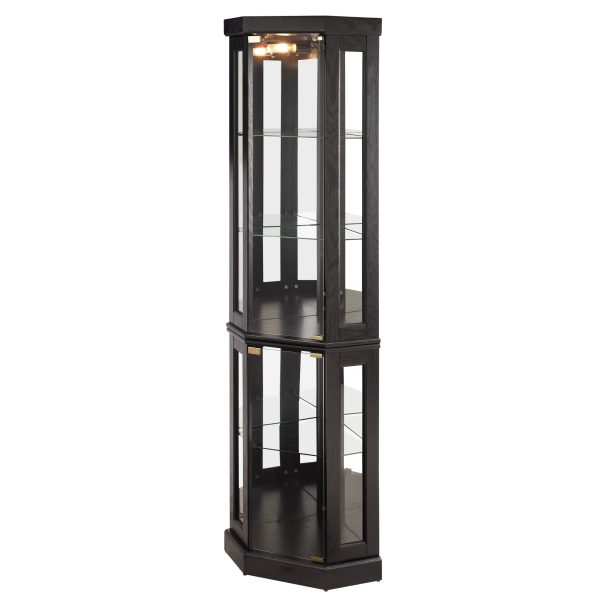 4-224.jpg Lighted Corner Curio Cabinet C Elegant Display Case for Living Room, Ideal for Antique Collectibles, Wine & Bar Glass Storage
