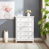 Modern 5-Drawer Dresser & Chest of Drawers, Farmhouse-Style Closet Organizer & Clothes Storage Cabinet for Living Room