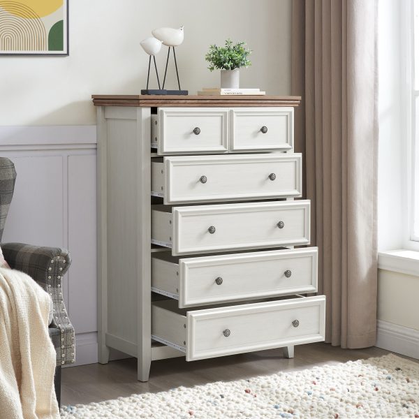 Modern 6-Drawer Dresser Cabinet, Farmhouse Style Chest of Drawers C Multi-Functional Closet Organizer for Living Room, Perfect for Clothes Storage & Home Organization
