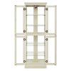 Lighted Glass Curio Display Cabinet with Wooden Frame, Multifunctional Glass Storage & Wine Cabinet, Ideal for Toy & Antique Display in Living Room, Kitchen and Pantry, Light Bulb Included